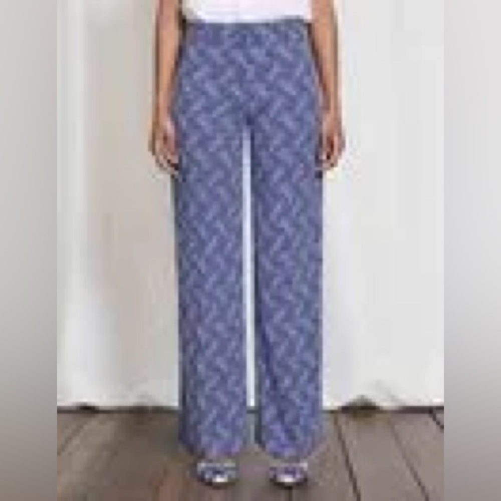Camille Wide Leg Pants – Imperial Blue, Vine Print, 6 R